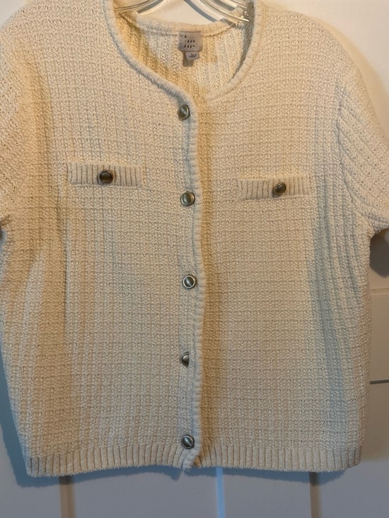a new day Sweaters - a new day Cream Short-Sleeve Button-Front Cardigan